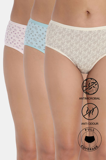 Buy Zivame Medium Rise Full Coverage Hipster Panty (Pack of 3) - Multicolor
